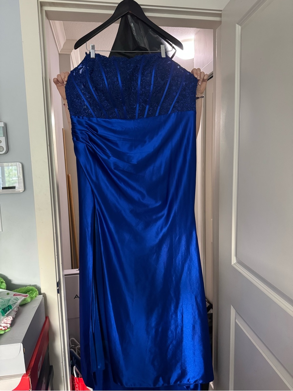 Strapless Royal Blue prom dress